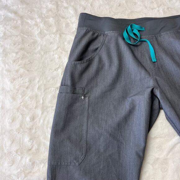 FIGS Technical Collection Gray Scrub Pants Straight Leg Drawstring Pockets L - Picture 6 of 8